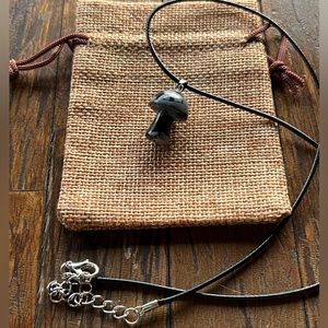 Snowflake Obsidian Mushroom Necklace Crystal Mushroom Pendant Gothic Necklace